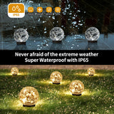 JKIMK Solar Globe Lights Outdoor Waterproof - Cracked Glass Ball Lights for Garden, Patio, Yard, Lawn and Backyard Decor - Solar Orbs for Outside Decorations