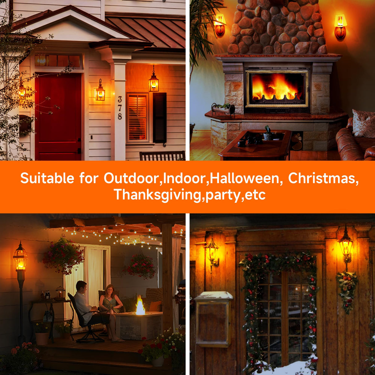 hyrion LED Flame Light Bulbs, 4 Modes Flickering Light Bulbs with Upside Down Effect, E26 Base Flame Fire Lights Bulb for Halloween Christmas Decor Porch Outdoor Indoor Home (2 Pack)