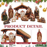 Memorywuu 12 Pcs Christmas Nativity Scene Set, Wooden Christmas Decor