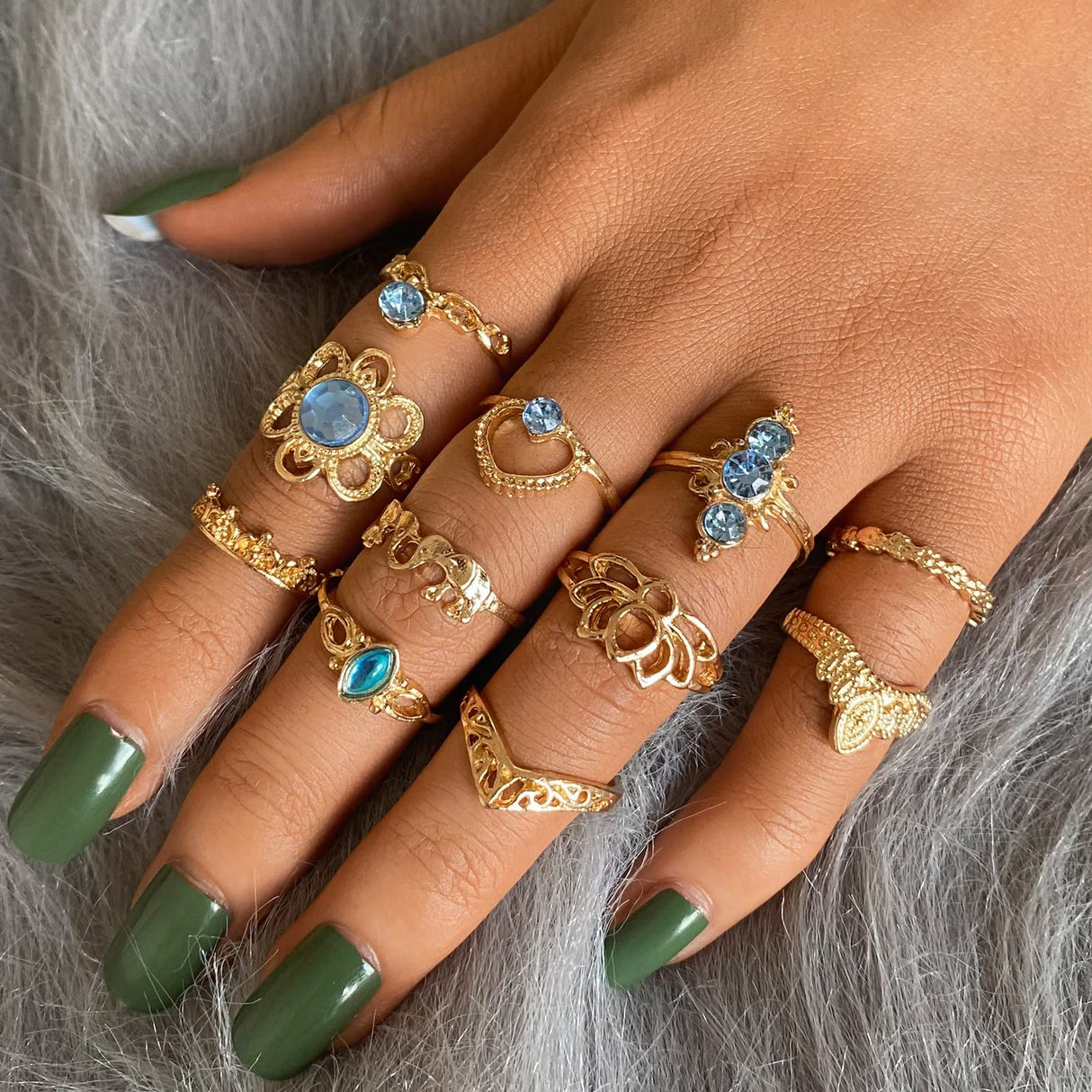 82 Pcs Vintage Gold Knuckle Rings Set for Women, Bohemian Stackable Rings