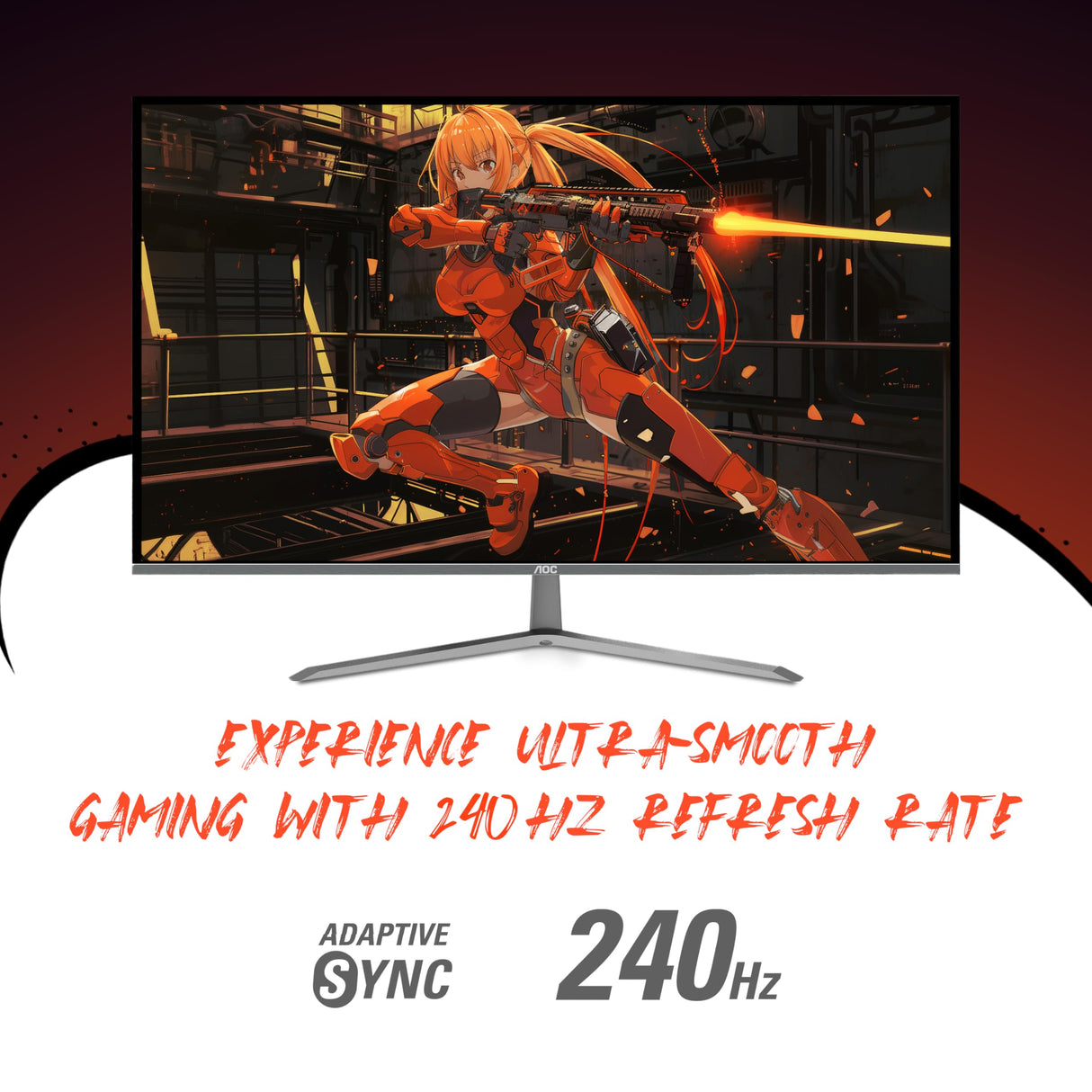 AOC Q32G11ZNE 32" Frameless Gaming Monitor QHD 2560 x 1440, 240Hz, 0.5ms Response time, HDR Ready, Console Gaming Ready, 3-Year Zero Dead Pixel Guarantee, Black