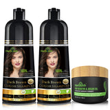 Combo Pack - Herbishh Dark Brown Hair Dye Shampoo + Argan Intense Hair Mask - Stimulates Dry, Frizzy Hair - Long-lasting Color in Minutes - 500ml