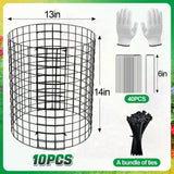 12-gauge Wire Pre-Bent Quick Setup Plant Protectors from Animals -14''H *13''Dia Chicken Wire Plant Cages to Keep Rabbits Deers Squirrels Out, Garden Bunny Barricades with Zip Ties Stakes, 10Pack