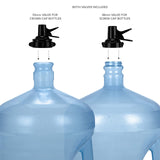 Brio Stainless Steel 3-5 Gallon Water Jug Stand and 2 Dispenser Valves, Rust-Resistant Non Slip Water Stand with BPA Free Fast Flow Water Spout Fits BOTH 48mm and 55mm Bottles 2 CAPS INCLUDED (Black)