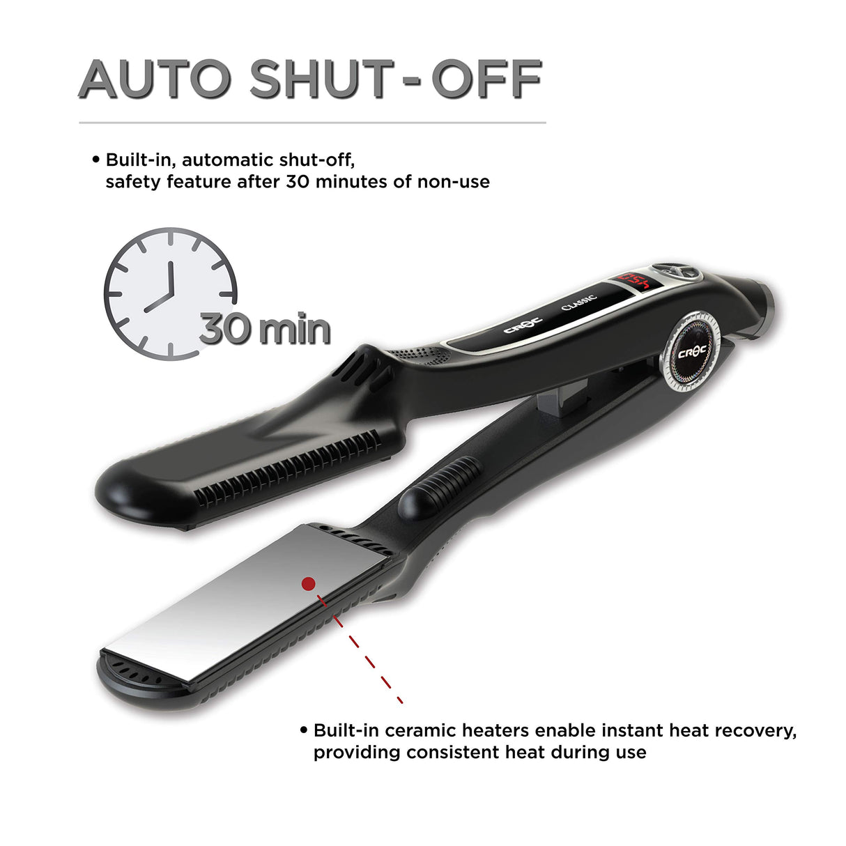 Croc Classic Silver Titanium Flat Iron Hair Straightener, 1.5 Inch