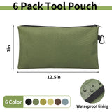 COIDEA Tool Bag Zipper Pouch, Premium Tool Pouch, Utility Multipurpose Storage Organizer Tool Pouches with Carabiner Metal Zipper for Tools (6 Pack, Tan, Navy Green, Black, Light Brown, Grey, Mocha)