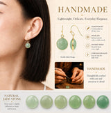Green Earrings for Women – Dainty Gold Dangle – Real Jade -Sage - Light – Pale – Dark - Green Stone – Rose Quartz Pink Crystal Genuine – Natural Gemstone - Dainty -Short -Drop and Dangle – Lightweight - Unique Anniversary Birthday Gifts for Wife – Teacher