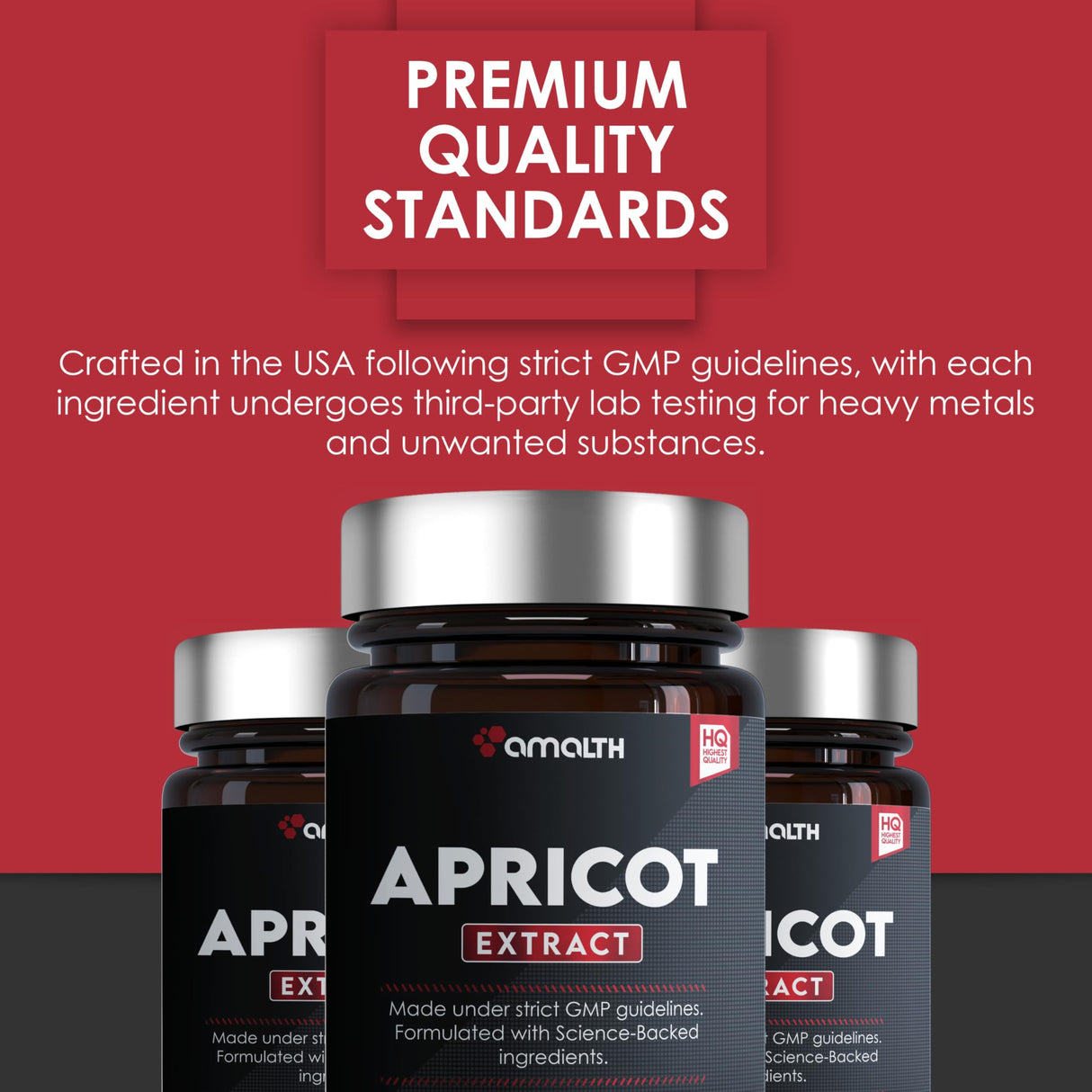 AMALTH Apricot Extract Supplement Capsules (25:1) 120 Capsules 500mg per Capsule, 1000 mg Servings (Pack of 1) (Herbal, Vegan, Non-GMO and Gluten Free)