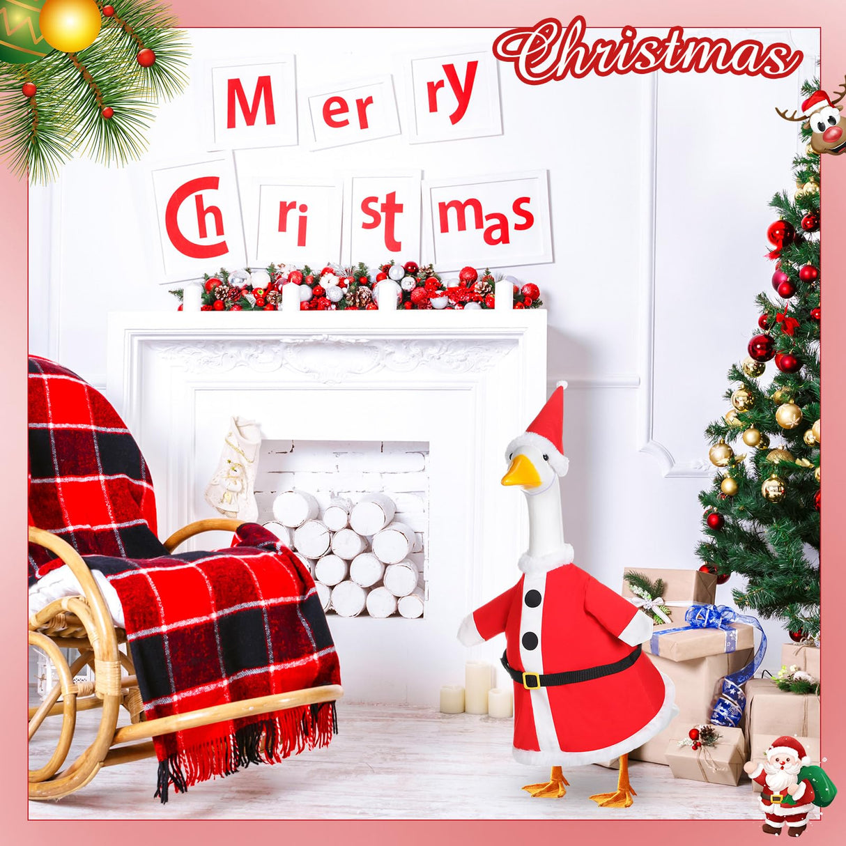 FuWeave 8 Set Holiday Porch Goose Outfits Fall Halloween Christmas Valentine St. Patrick Easter Summer 4th of July Lawn Porch Goose Clothing for Patio Yard Lawn Decor(23 Inch)