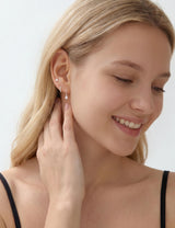 3 Pairs 925 Sterling Silver Hoop Earrings, White CZ