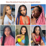 Lexqui 36'' Knotless Box Braided Wigs for Women Braided Lace Wigs Triangle Lace Front Braided Wig Human Hair Blended Full Double Lace Braided wig with Baby Hair Braid Lace Front Wig