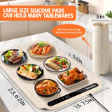 Warming mat for Food, Food Warmer Mat, Portable Silicone Food Warming Mat, Versatile Full Surface Heating Food Warmer with 7 Level Temperature and 6 Hours Timer for Home Dinner (Cream Color)