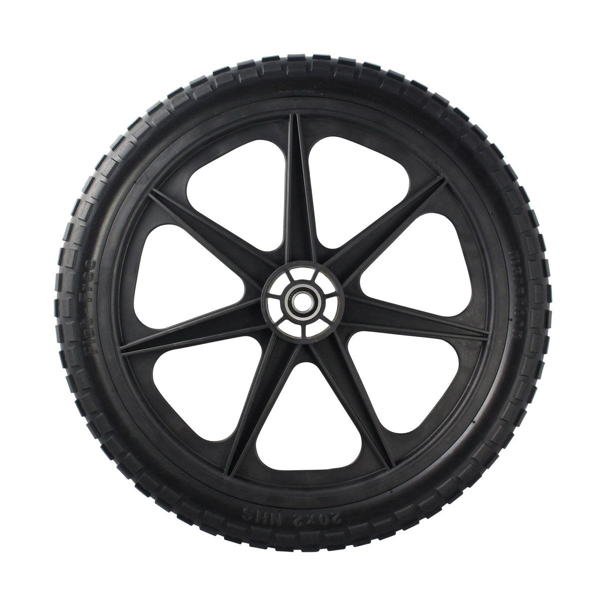 Marathon 92010-2PK Flat-Free 20" Tire and Wheel Assembly, Centered Hub, Ball Bearings, Heavy-Duty Plastic Spoked Wheel, Replacement for Rubbermaid Big Wheel and other Carts, Easy Install, 2 Pack