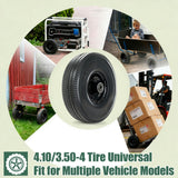 4.10/3.50-4 Tire and Wheel, 10" Solid Tires with 5/8” Bearing, Extra 3/4”&1/2” Bearings, 2.2” Offset Hub, Flat Free 4.10/3.50-4'' Wheels for Dollies, Hand Trucks, Tractors (2 Pack) (Black)