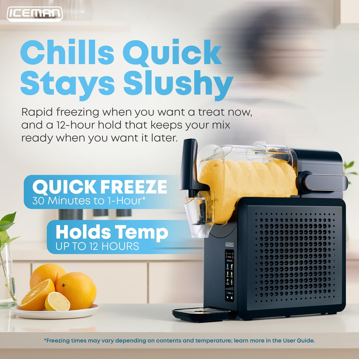 Iceman by Chefman Slush-Ease MAX 90oz Slushie Machine, 64oz Liquid Capacity Frozen Drink Maker & Slushy Machine with 5 Presets and LED Display, Perfect for Frozen Margaritas, Frappes, Smoothies