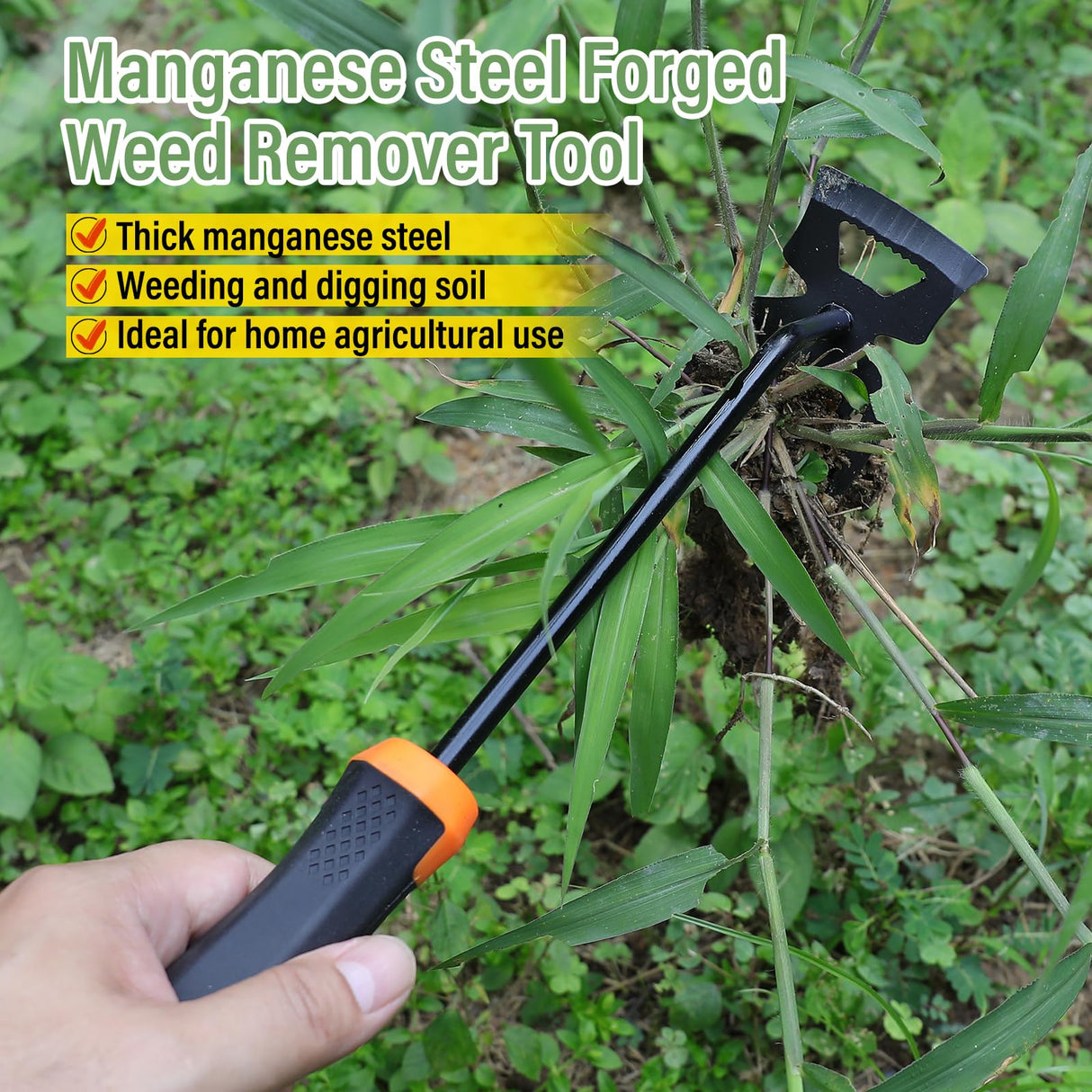SIXCAR Weed Remover Tool,Portable Garden Weeder Tool,New Manganese Steel Weeding Tools,for Hand Weeder for Vegetable Gardening Backyard Farm Planting & Uprooting Weeding Tool (Rubber 6-Tooth)