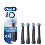 Oral-B iO Ultimate Clean Electric Toothbrush Head, Twisted & Angled Bristles for Deeper Plaque Removal, Pack of 4, Suitable for Mailbox, Black