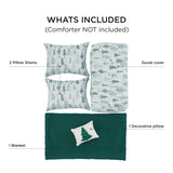 Bedsure King Size Christmas Duvet Cover - Green Forest Holiday Bedding Set, 5-Piece Collection Includes 1 Duvet Cover, 2 Pillow Shams, 1 Throw Blanket, and 1 Decorative Pillow (King, Green Forest)