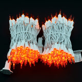 YULETIME 200 Orange Christmas Lights, Pack of 2 Strands of 21 ft 100 Count UL Certified Incandescent Mini String Light (Orange - White Wire)