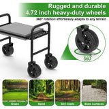 Garden Kneeler and Seat with 360° Wheels: 3-in-1 Rolling Gardning Stool