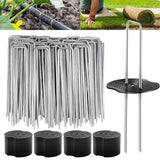 200PCS Garden Stakes Landscape Staples Set with Gasket, 11 Gauge
