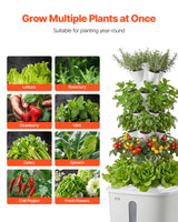VEVOR Hydroponic Tower, 30 Pods 6 Tiers Hydroponics Growing System Kit with App Control, Vertical Home Garden with 20L Water Tank & Pump, Planter Germination Kit for Indoor Herbs, Fruits, Vegetables