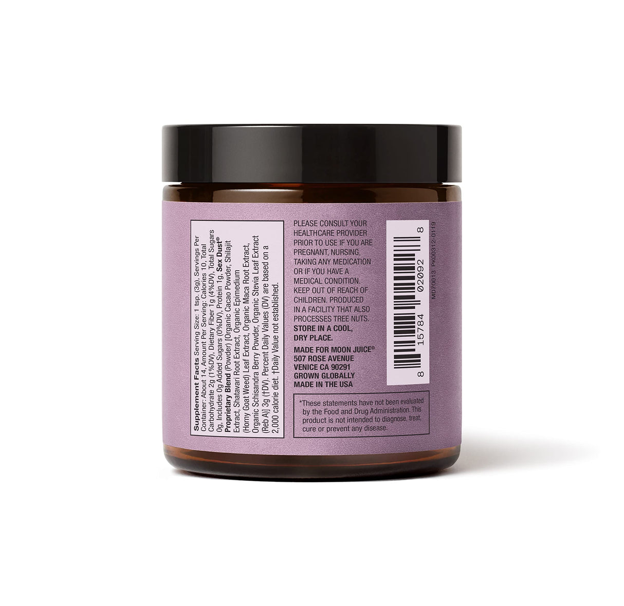 Sex Dust by Moon Juice | Adaptogen Powder Libido Booster for Hormonal Balance + Mood | Shatavari, Shilajit, Cacao Mushroom Powder Supplement | Sugar Free, Caffeine Free | 14 Servings