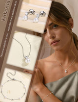 Kakonia Pearl Jewelry Set for Women Wedding, Dainty Silver Plated Bridal Necklace Pearl Drop Earrings Bracelet Set with Cubic Zirconia, Bridesmaid Prom Choker Wedding Bride Jewelry Pearls S