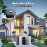 SECRUI Wireless Doorbell with 3Receivers 2 Push Buttons, Easy installation, Adjustable Volume, 58 Chimes, Colorful LED, 1000Ft Range, M520+F55, Black
