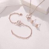 EleQueen 3Pcs Rose Flower White Rose Gold Plated Child Jewelry Set