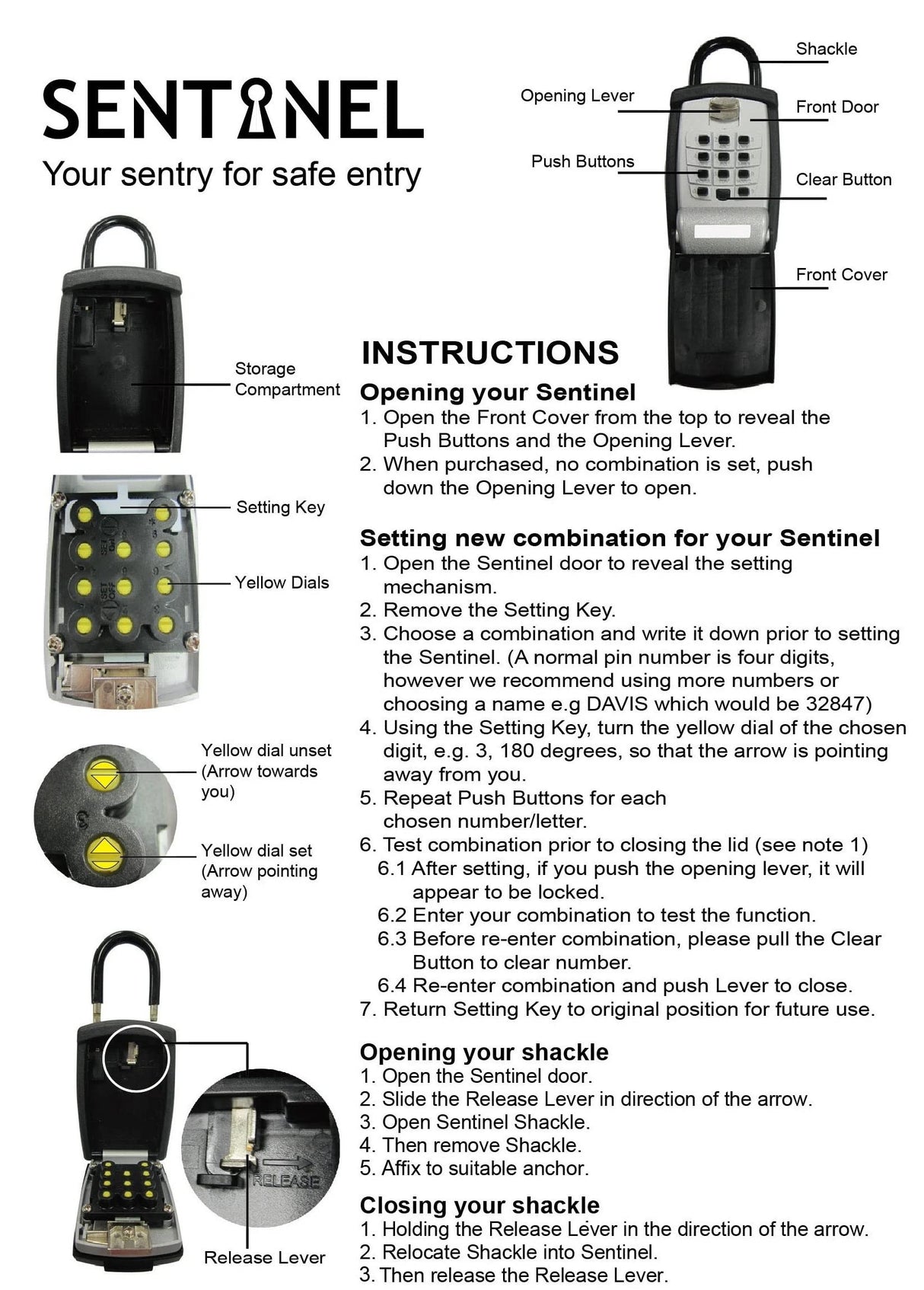 Sentinel Key Safe Wall Mounted Push Button
