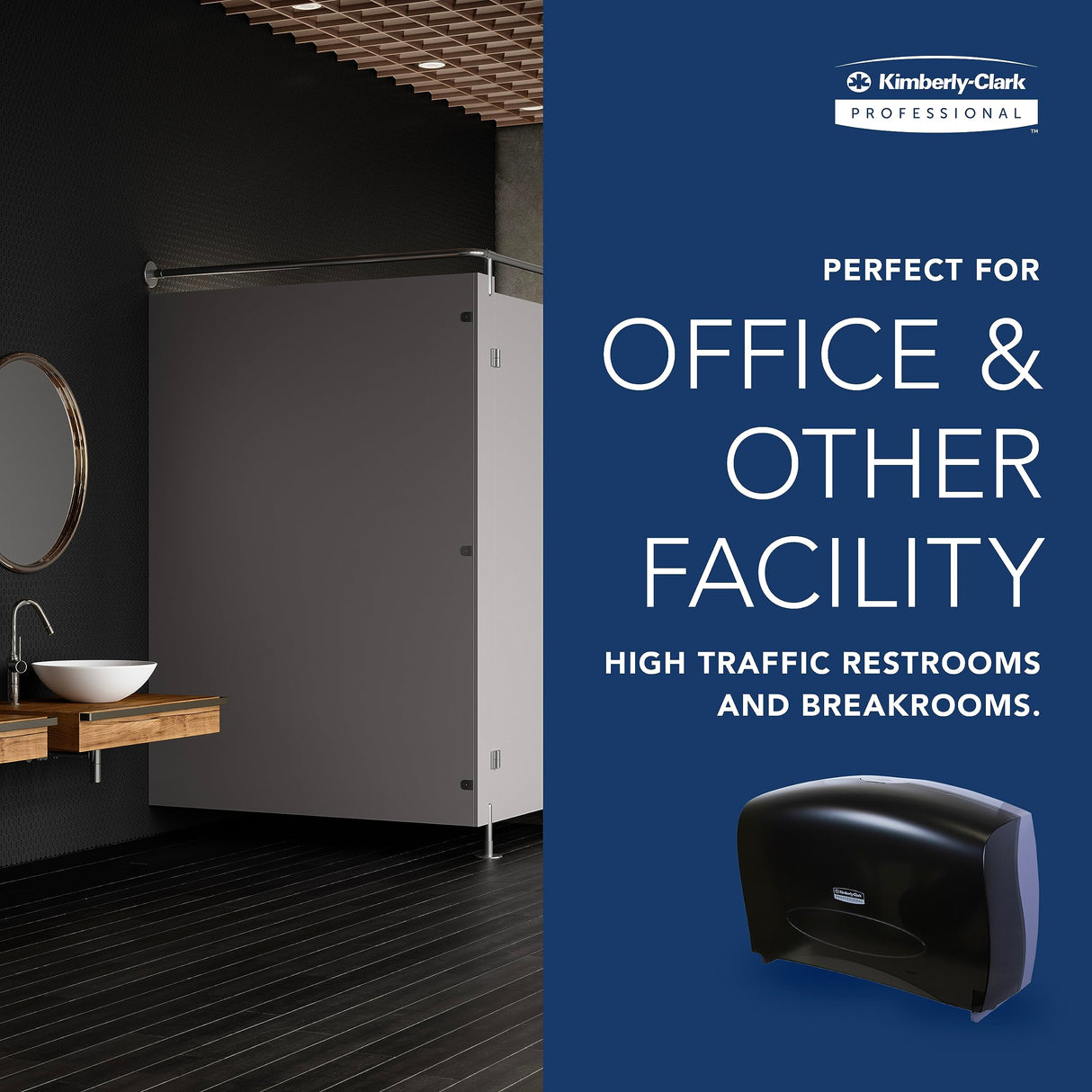 Kimberly Clark Professional Combo Unit Toilet Paper Dispenser (09551), Cored Standard Roll Compatible, Smoke (Black), 13.1" x 20.4" x 5.8", 1 / Case
