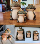 DIY Hub Ceramic Frog Garden Decor Set of 3 - Funny Cute Frog Lawn Ornaments, Outdoor Pond Patio Statues for Yard, Front Porch, Backyard Decor (Dad, Mom & Baby Frogs)