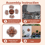 dreamskip Copper Metal Sun Outdoor Wall Decor, 24" Large Sun Flower Garden Wall Art, 3D Sun Wall Decor for Patio Fence Yard Decoration Gift for Mom Women