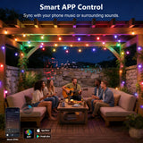 Beizelte Outdoor String Lights, 150FT RGB+IC Outside Light Dimmable Shatterproof LED Bulbs, IP67 Waterproof Chasing Effect Lighting DreamColor Patio Strip Lights for Backyard, Balcony, Outdoor Living