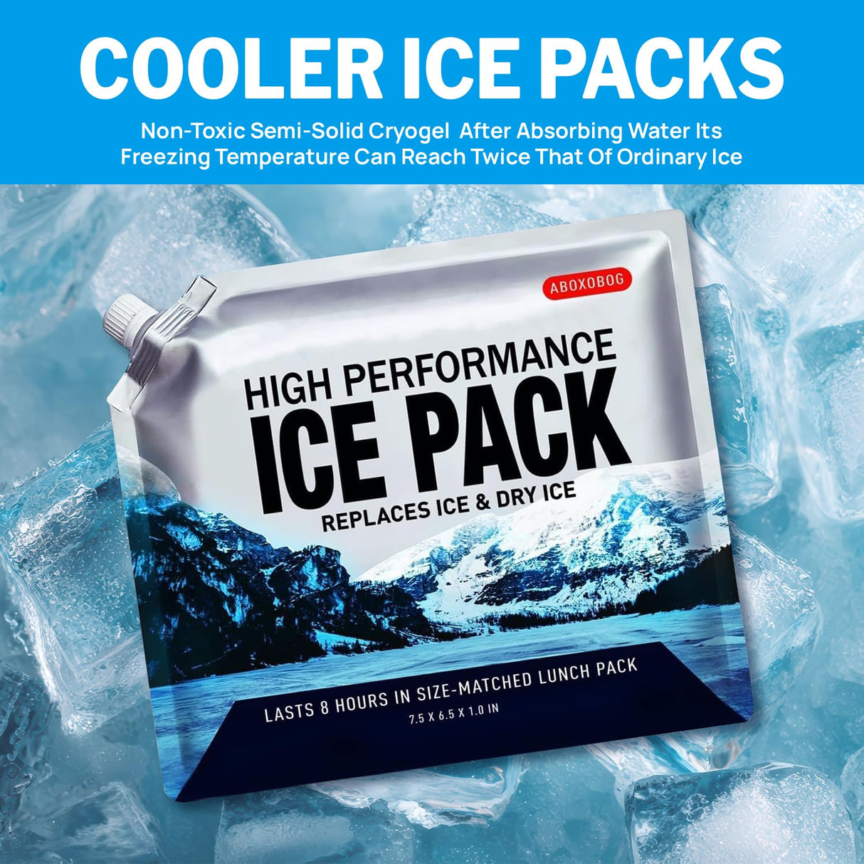 ABOXOBOG Reusable Ice Packs for Lunch Box Long Lasting Slim Gel Freezer Packs for Cooler Bag Cooler Backpack, Keeps Food Cold Fresh for Work & School & Travel(6.5"x7.5"x4P)