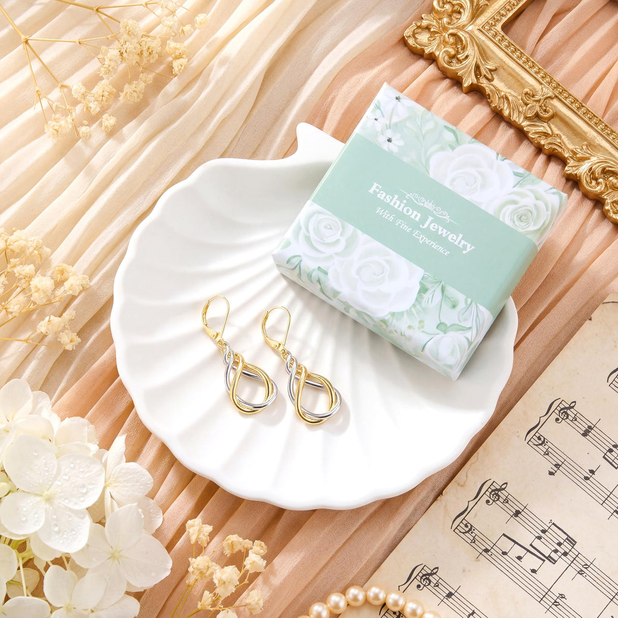 Two Tone Twisted Drop Earrings for Women Gold and Silver Dangle Earrings