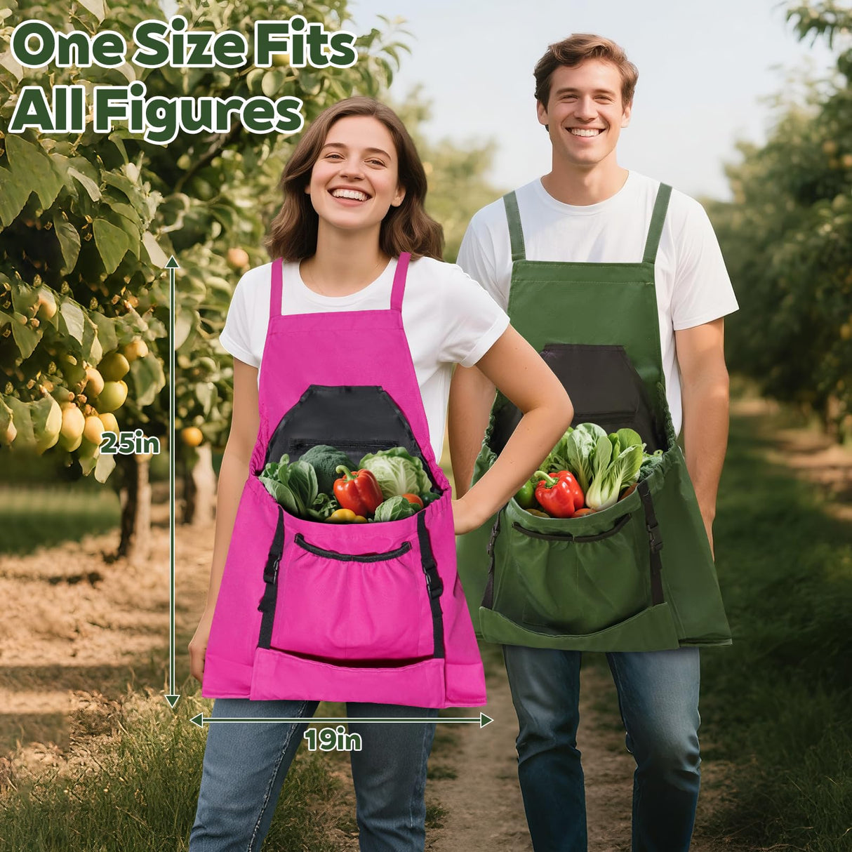 Floradrift Gardening Apron,Canvas Garden Apron with Pockets for Women and Men,Harvest Apron with Harvesting Pouch,Gifts for Gardeners,Green