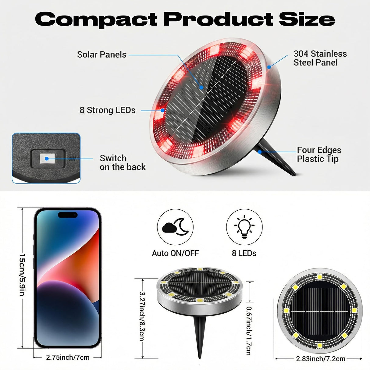 Peasur Mini Solar Ground Lights Outdoor, 4 Pack Flat Solar Powered Disc Lights, IP68 Waterproof, Anti-Rust, Landscape Lighting for Pathway Garden Yard Lawn Walkway Landscape Driveway, Red