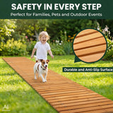 Plow & Hearth 8' Straight Outdoor Wooden Pathway | 18" Wide Rollout Outdoor Garden Walkway | Weather-Resistant Hardwood Cedar Board Walkway Landscape Edging | Decorative Lawn Patio Wedding Party