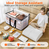 BlissTotes Moving Bags, 10-Pack Storage Bags, Moving Bags Heavy Duty Extra Large, Moving Totes, Clear Moving Bags, Reinforced Handles & Tag Pocket, Christmas Totes (125L)