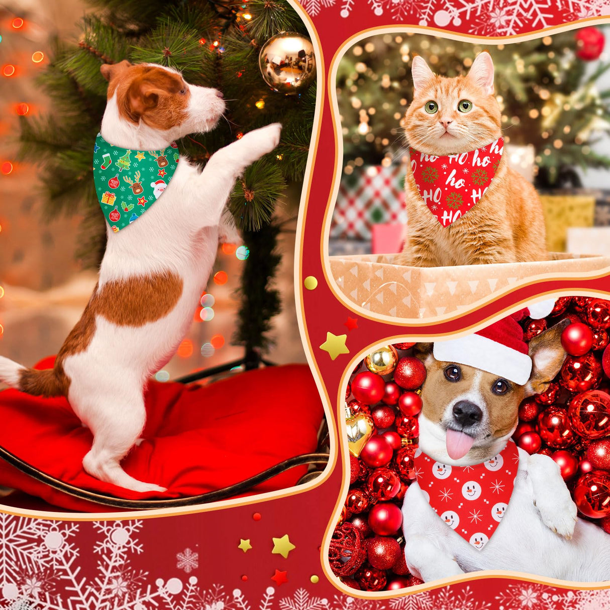 Chunful 30 Pcs Holiday Dog Bandanas Bulk for Fall Thanksgiving Halloween Christmas with Maple Leaves Pumpkin Ghost Snowman Seasonal Triangle Pet Scarf for Small Medium Large 25.6 x 17.7 x 17.7 in