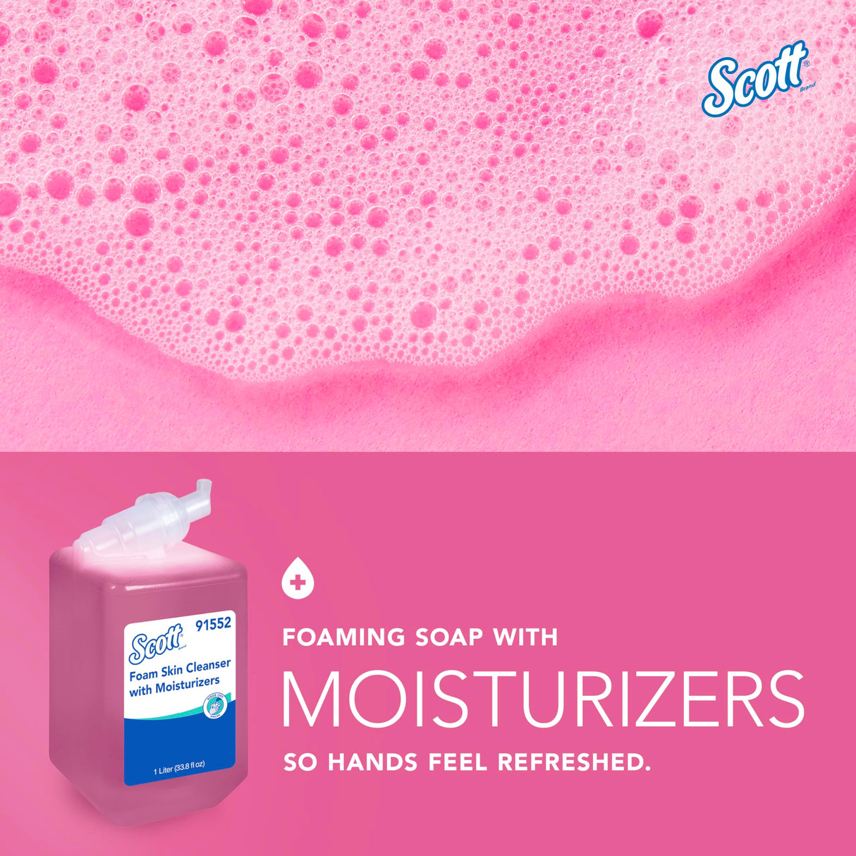 Scott Professional Foam Hand Soap with Moisturizers (91552), 1.0 L, Foaming, Pink, Floral Scent, Manual Refills (6 Bottles)
