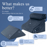 Axelrod Orthopedic Bed Wedge Pillow Set, Post Surgery Foam for Back, Neck and Leg Pain Relief Comfortable & Adjustable Ortho Pillows- Anti Snoring, Heartburn, Acid Reflux & GERD Sleeping Dark Indigo