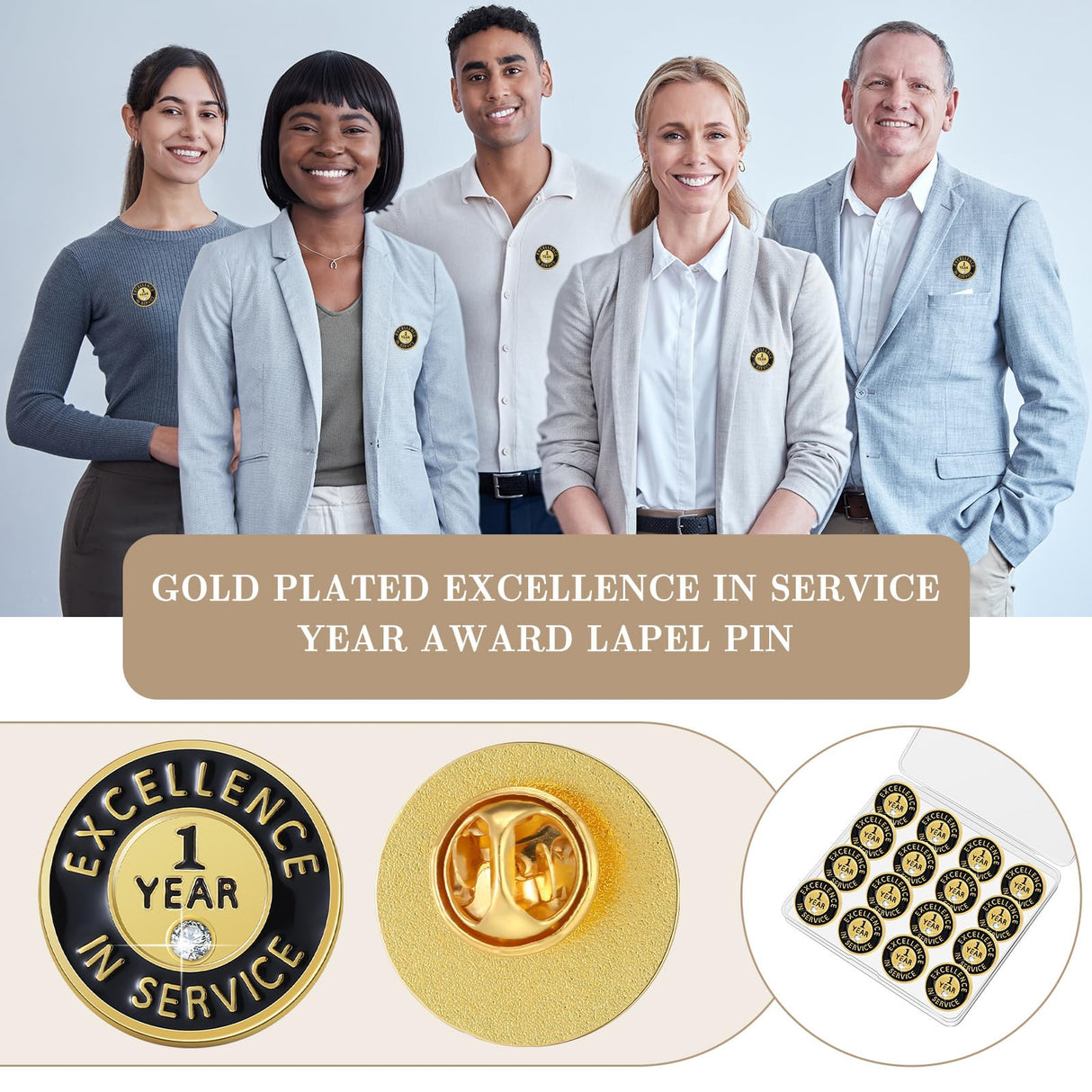 Ferreve Years of Service Pin Anniversary Lapel Pin for Employee,50,5 Year