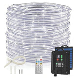 Solar Rope Lights, 66FT 200LED 1800mAh Outdoor IP67 String Lights (White)