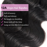 12A Brazilian Human Hair Bundles Body Wave 28 inch Single Bundle Virgin Hair Bundles Body Wave Bundles Human Hair 100G Natural Black Hair Extensions