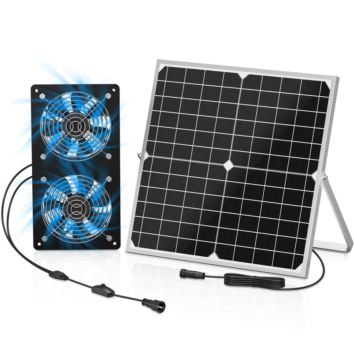 TIMEBAL Solar Powered Exhaust Fan for Shed, 350 CFM High Airflow Solar Vent Fan with Dual Waterproof Fans, Outdoor Cooling Ventilation for Chicken Coop, Greenhouse, Dog House
