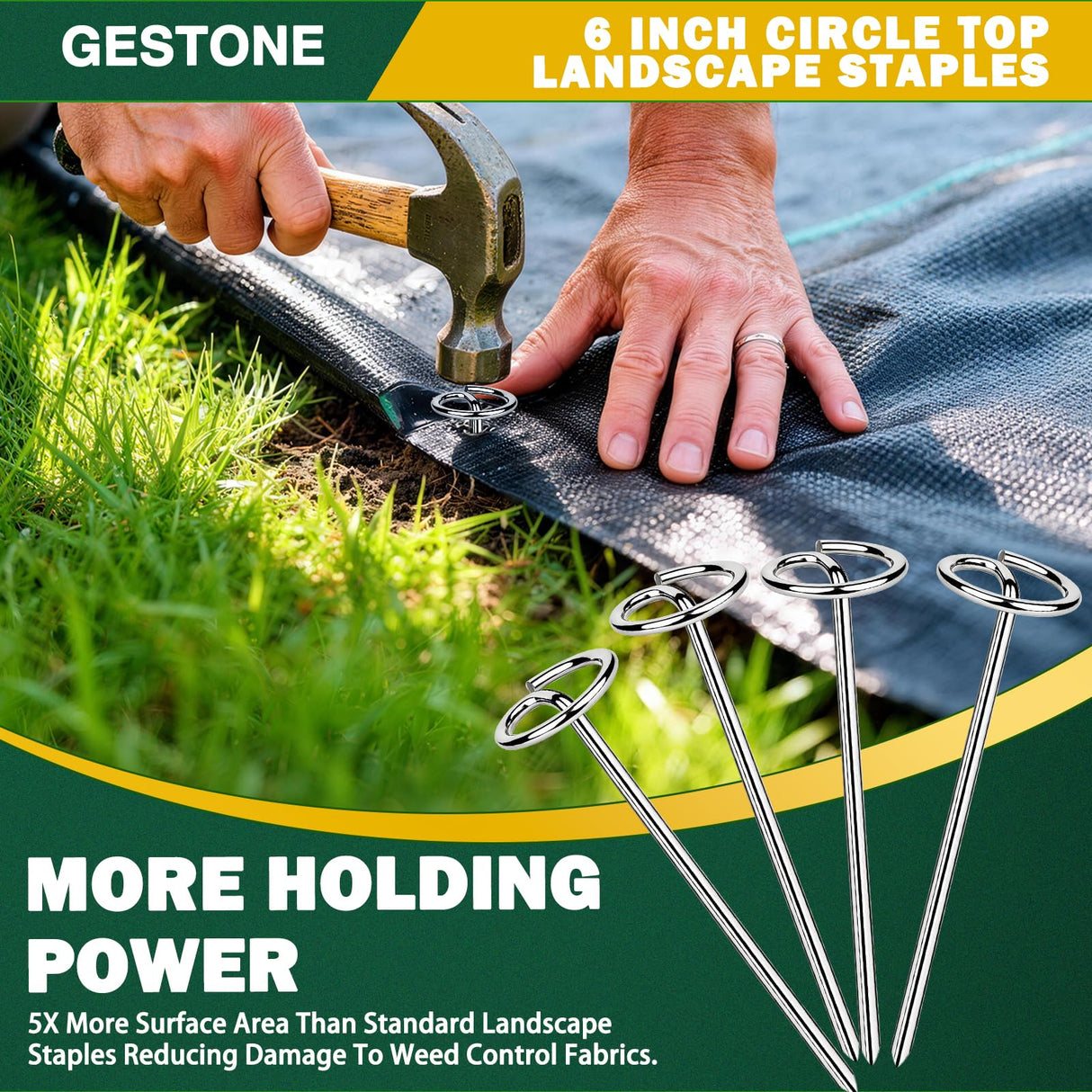 GESTONE 150 PCS Landscape Fabric Staples Stakes, 6 inch Weed Barrier Pins