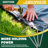 GESTONE 150 PCS Landscape Fabric Staples Stakes, 6 inch Weed Barrier Pins